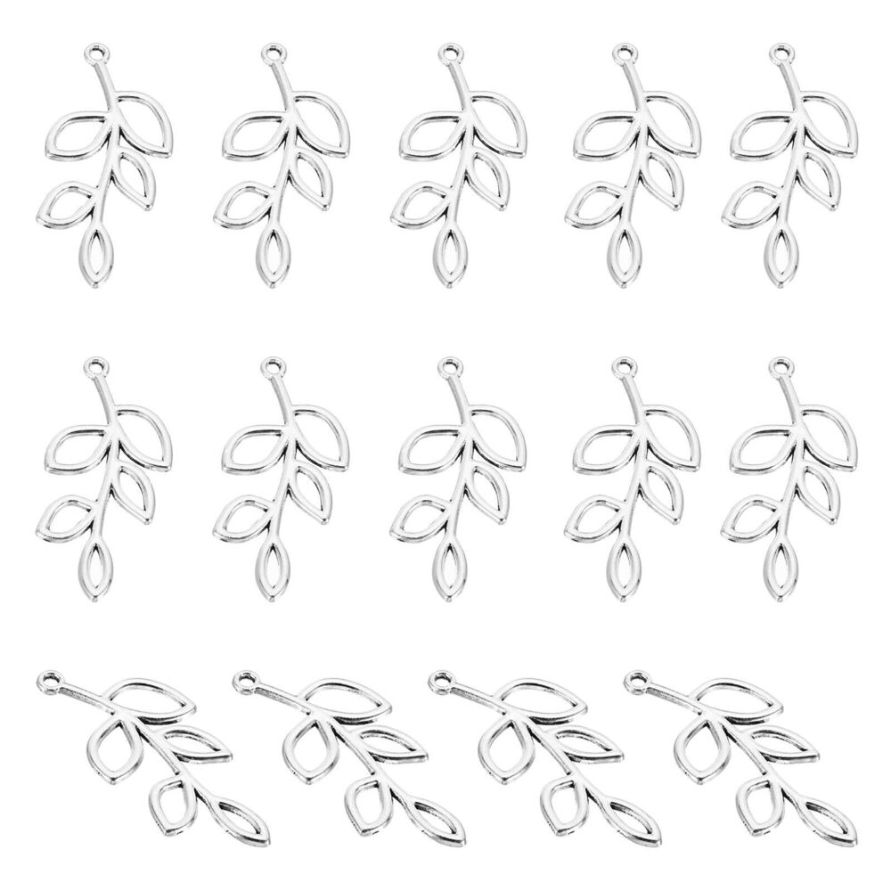 8074 Leaf Pendants, 100 Pack Metal Tree Leaf Beads Bulk Leaves Charm